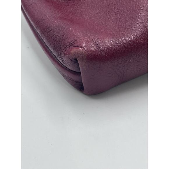 *Longchamp Vintage Le‎ Pliage Cuir Burgundy Wine Leather Clutch Wristlet - Picture 4 of 12